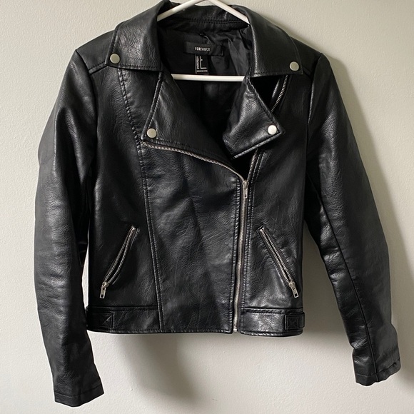 Forever 21 Black Faux Leather Jacket S - Picture 1 of 11